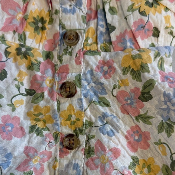 Little Lass LIKE NEW Floral Kids Blouse - Pink, Yellow, Blue - Picture 4 of 5
